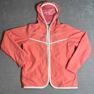 Reebok Womens Coral‎ Pink Full Zip Windbreaker Mesh Lined Jacket Small READ*